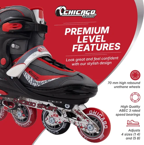 Miniatura 2 de CHICAGO Skates Patines ajustables para niños en línea Rojo