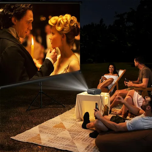 Miniatura 8 de [Enfoque eléctrico/alto brillo] Proyector FUDONI con WiFi y Bluetooth, nativo 1080P Real 400 lúmenes ANSI, proyector de cine al aire libre, pantalla