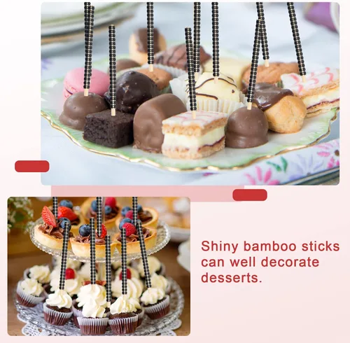 Miniatura 7 de Kit de 24 palos para caramelo de manzana, 24 palos brillantes para manzana con pedrería de rinestone de madera con 24 bolsas/ 25 yardas de cinta
