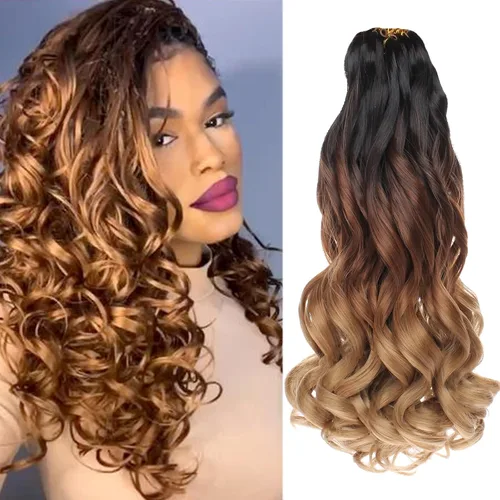 Miniatura 55 de Unionbeauty - Cabello rizado francés trenzado de 10 pulgadas, trenzas rizadas estilo Bob francés, cabello de ganchillo, 8 paquetes de trenzas
