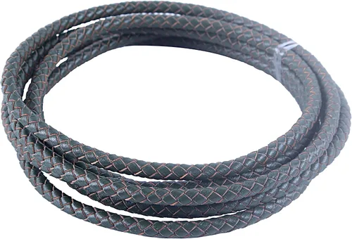 Miniatura 63 de KONMAY 2 yardas 8.0mm Cordón redondo de cuero trenzado auténtico marrón antiguo para corbata de bolo