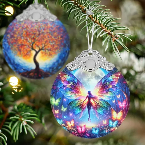 Miniatura 4 de Jocidea - Adorno de Vidrio Manchado de Elfo Mariposa - Adorno Navideño - Adornos Navideños para Árbol - Ideas de Regalos de Vacaciones - Intercambio