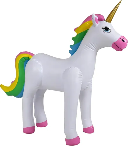 Jet Creations Unicornio arcoíris inflable de pie, ideal para piscina, decoración de fiestas, cumpleaños, 40 pulgadas de largo x 30 pulgadas de alto,