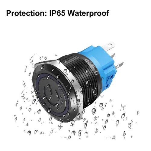 Miniatura 5 de Gebildet Interruptor de botón de enclavamiento de 19 mm, 12V-24V/5A, de acero inoxidable, con símbolo de alimentación, LED 1NO1NC SPDT ON Off