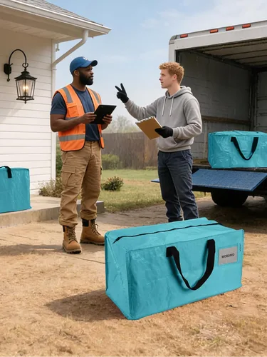 Miniatura 2 de WORKPRO 1 paquete de bolsas de mudanza extra grandes con cremalleras y asas de transporte, correas de mochila, bolsa de almacenamiento resistente
