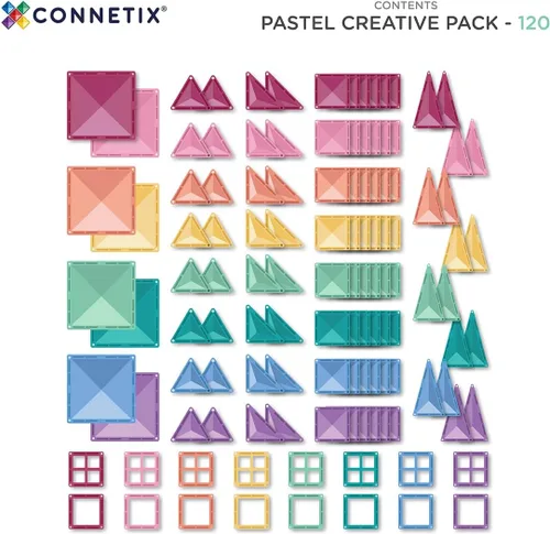 Miniatura 6 de CONNETIX Paquete creativo de azulejos magnéticos pastel, 120 piezas