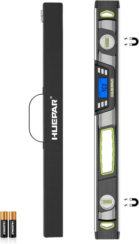 Miniatura 10 de Huepar Nivel digital de 24 pulgadas, nivel de torpedo electrónico magnético profesional con pantalla LCD, alertas audibles, IP54 a prueba