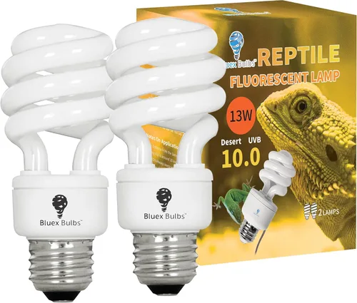 Paquete de 2 bombillas para reptiles de 13 W, luz UVA UVB del desierto, luz de reptil UVB 10.0, bombilla de terrario fluorescente compacta adecuada