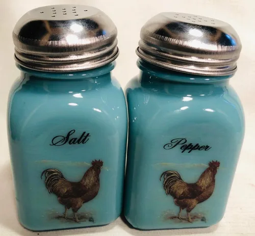Miniatura 2 de Salero y pimentero – Tarros cuadrados para estufa – Exclusivo Rosso Glass – Pollos – Hecho en Estados Unidos – Mosser Glass USA