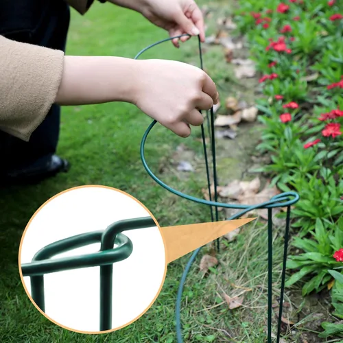 Miniatura 6 de TCBWFY Paquete de 10 estacas de soporte para plantas de peonía, 10 pulgadas de ancho x 16 pulgadas de alto, jaulas de peonía de alta resistencia