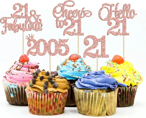 Miniatura 43 de Gyufise Paquete de 24 adornos negros para cupcakes de 10.º cumpleaños con purpurina negra 10 Ten Hello 10 Dights dobles desde 2015 para decoraciones