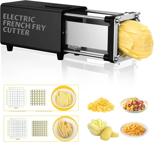 Miniatura 8 de YOTAN Cortador Eléctrico para Papas Fritas, Cortador de Papas Fritas de Acero Inoxidable con Cuchilla de 1/2 y 3/8 Pulgadas, Cortador Eléctrico