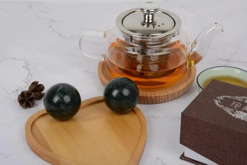 Miniatura 5 de Bolas Baoding de mármol natural de bolas tradicionales chinas para el cuidado de la salud, paquete de 2 bolas de masaje de 1.6 pulgadas para masaje
