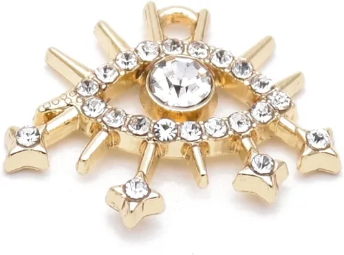 Miniatura 43 de Paquete de 20 dijes de diamantes de imitación chapados en oro, accesorios de cristal para collares, pulseras, joyería, manualidades, bricolaje