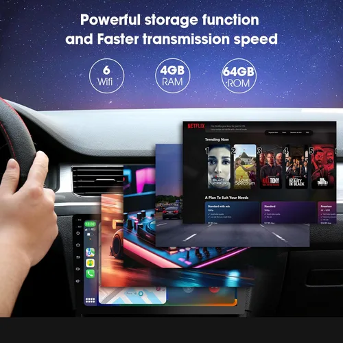 Miniatura 3 de Pantalla Carplay inalámbrica de 9 pulgadas para automóvil, receptores de audio de coche de doble DIN con control de voz, pantalla táctil estéreo