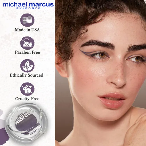 Miniatura 5 de michael marcus Delineador de ojos para pastel de maquillaje (amatista), prensado en seco, de larga duración, color vibrante y resistente a