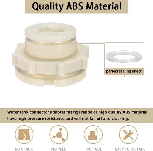 Miniatura 3 de Adaptador de conector de tanque de agua de plástico ABS de 1 pulgada, adaptador de conector de tanque de agua con tapones para barril de lluvia al