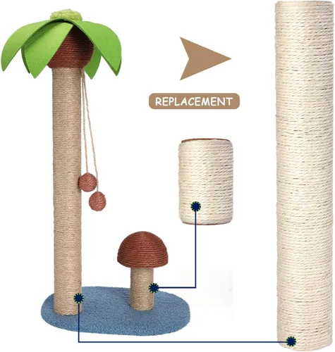 Miniatura 6 de PowerKing Poste Rascador de Repuesto de Sisal Natural, 4 Piezas de Repuestos de Poste Rascador para Gatos M8 para Reacondicionamiento, Blanco