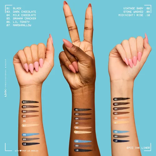 Miniatura 6 de NYX PROFESSIONAL MAKEUP Epic Ink Liner, delineador líquido impermeable, negro, fórmula vegana