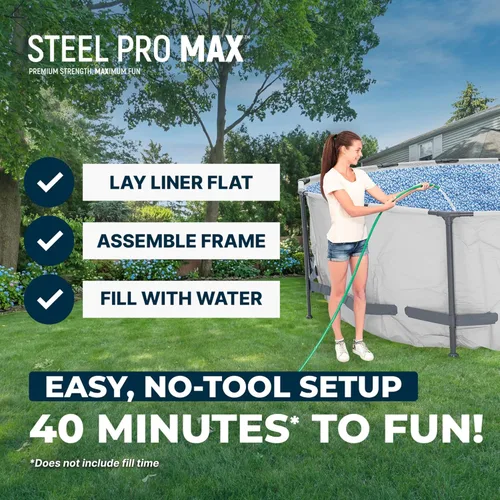Miniatura 9 de Bestway Steel Pro MAX - Juego de piscina para exteriores con estructura de metal redonda de 14 pies x 48 pulgadas con bomba de filtro de 1,000