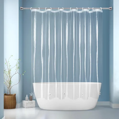 Miniatura 17 de Cortina de baño EurCross con 3 imanes, forro transparente de PEVA 9G, cortina de medio baño 36x72 para ducha