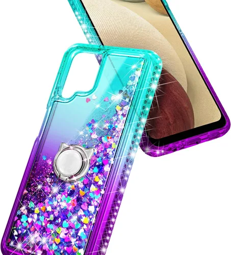 Miniatura 6 de NZND Funda para Samsung Galaxy A12 con protector de pantalla de vidrio templado (cobertura máxima), soporte de anillo/correa para la muñeca