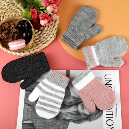Miniatura 41 de ONESING 5 pares de guantes de invierno negros para bebés y niñas - Guantes cálidos para recién nacidos