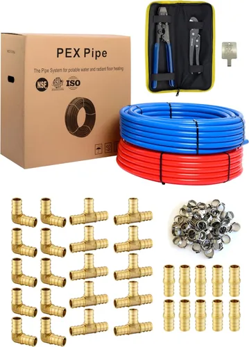 Miniatura 9 de EFIELD Tubo Pex-b de 1/2 pulgada y 2 x 50 pies, certificado NSF para agua potable, agua caliente/fría, azul y rojo de 100 pies de longitud