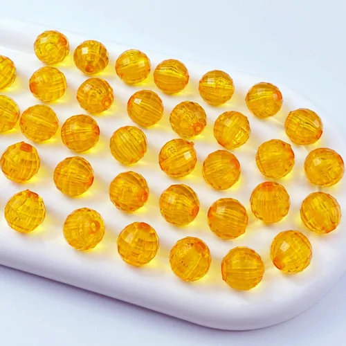 Miniatura 19 de 1000 cuentas facetadas redondas acrílicas de 0.236 pulgadas (0.236 in), cuentas espaciadoras de cristal, cuentas sueltas con múltiples facetas