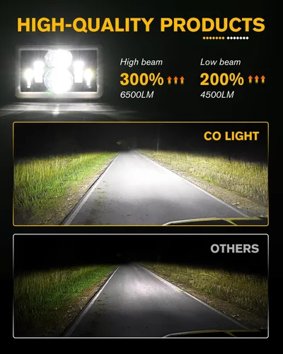 Miniatura 2 de CO LIGHT 2 faros delanteros LED de 4 x 6, haz sellado alto/bajo aprobado por DOT, señal de giro DRL blanca y ámbar, repuesto H4651 H4652 H4656 H4666