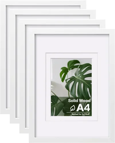 Miniatura 91 de Egofine - Juego de 4 portarretratos 8 x 10 pulgadas de madera maciza y cubierta de plexiglás de 4 x 6/5 x 7 pulgadas con paspartú u 8 x 10 pulgadas