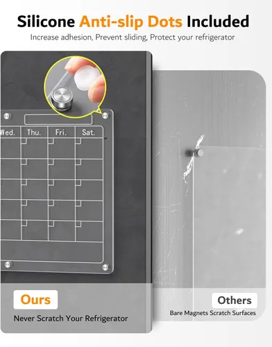 Miniatura 4 de Calendario acrílico magnético para refrigerador, 1 paquete de 11 x 15 pulgadas, calendario transparente para nevera, borrado en seco, juego