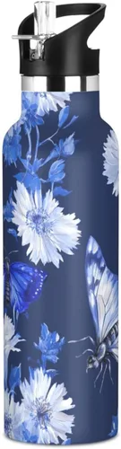 Miniatura 16 de Retro Dahlia Pink BPA-Free Leak Proof Sports Insulated Water Bottle with Leak Proof Spout Lid Double Wall Vacuum Bike Running Sports Travel Gym