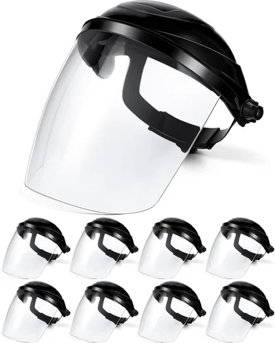 Miniatura 17 de Tellegloww 4 protectores faciales de seguridad transparentes para moler y cortar, ligero, resistente a los impactos con trinquete ajustable, máscara