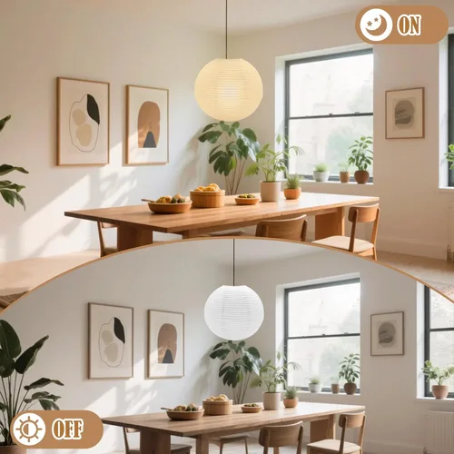 Miniatura 6 de 6 lámparas de papel blanco, lámpara colgante de linterna de papel chino de 12 pulgadas, pantalla redonda para sala de estar, dormitorio, pantalla