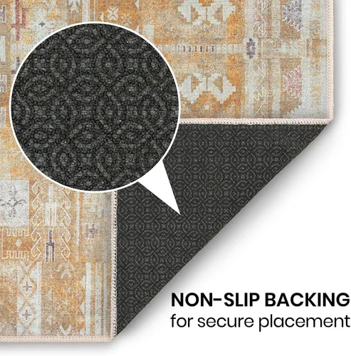 Miniatura 35 de GLN Rugs Traditional Collection - Alfombra de felpilla lavable a máquina, tradicional lavable, antideslizante, alfombra de felpilla de pelo corto