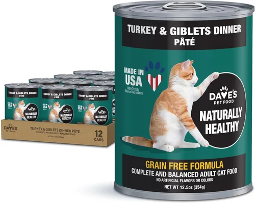 Miniatura 11 de Dave's Pet Food Paté húmedo sin granos para gatos (Turquía), fabricado en Estados Unidos naturalmente saludable, conservado, vitaminas y minerales
