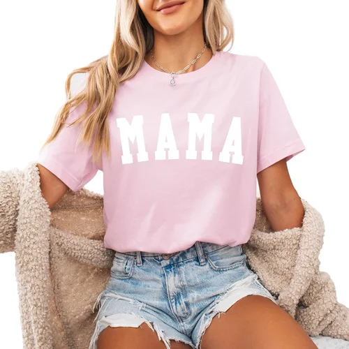 Miniatura 9 de Verita Culture Mom and Dad Shirts Women Mama Letter Printed T-Shirt Mama Graphic Tee Casual Short Sleeve Tops Tee White