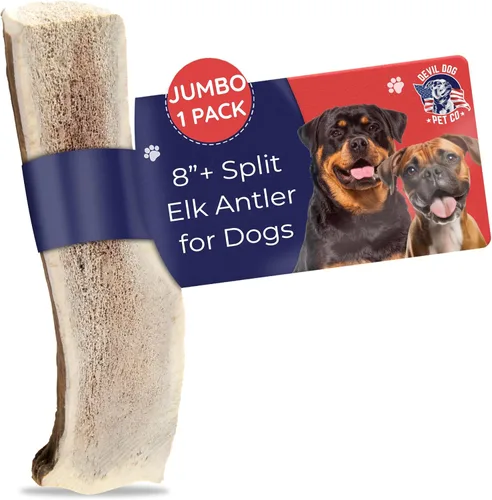 Miniatura 12 de Devil Dog Pet Co. Cornamentas de alce para perros, extra grandes 17,8 cm+, 1 paquete, grado A, masticable duradero para masticadores agresivos, asta