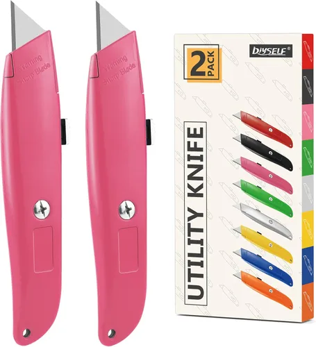 Miniatura 30 de DIYSELF Paquete de 2 cuchillos utilitarios, cortador retráctil, resistente (naranja)
