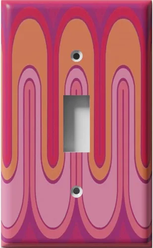 Cubierta decorativa para interruptor de luz con ondas retro rojas, placa de pared de palanca individual Single Toggle