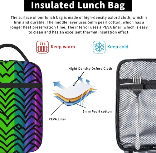 Miniatura 5 de Lonchera con aislamiento para mujer, bolsa de almuerzo con diseño de arco iris y orgullo gay para el trabajo, picnic, portátil