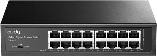 Cudy GS1016 Switch 16 puertos Gigabit, escritorio/bastidor, carcasa metálica, eficiencia energética, sin ventilador, Plug and Play