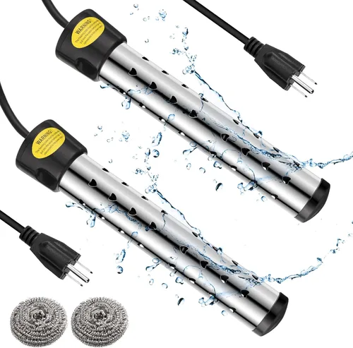 Treela 2 Piezas Calentadores de Agua de Inmersión Portátiles Eléctricos Sumergibles para Piscina/Jacuzzi con 304 SS para Bañera, Cubo, Lavabo, 5
