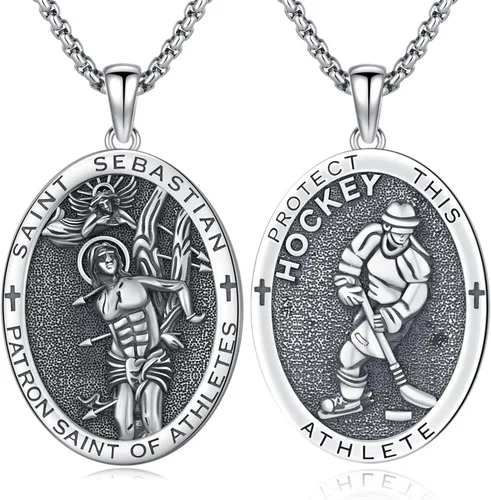 Miniatura 15 de Collar con colgante de plata de ley 925 con medalla de San Patrón, joyería religiosa para hombres y mujeres, con cadena de acero inoxidable 316L