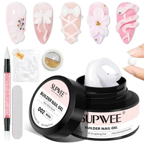 Miniatura 20 de Gel 3D para arte de uñas, gel duro sólido para esculpir uñas, no pegajoso para tallar, extensión de edificios con lápiz de arte de uñas, manicura