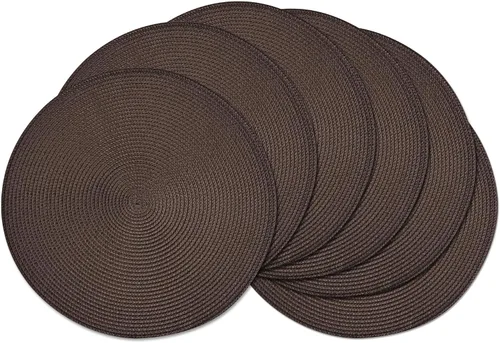 Miniatura 48 de Feuille Juego de 4 manteles individuales redondos trenzados para mesa de comedor, tejidos, lavables, antideslizantes, 13.5 pulgadas