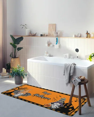 Miniatura 4 de Tapete de baño de Halloween para bañera, antideslizante, de secado rápido y absorbente, de tierra de diatomeas, tapete lavable de cocina, tapete