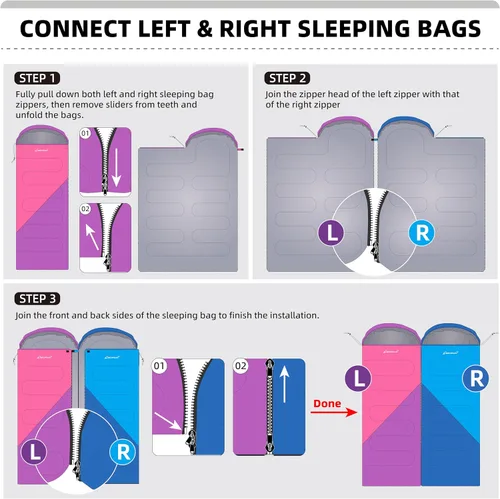 Miniatura 5 de Clostnature - Saco de dormir para adultos y niños - Saco de dormir ligero para camping para niñas, niños, jóvenes, saco de dormir ultraligero