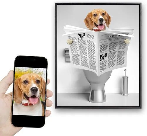 Miniatura 19 de Fotos personalizadas de mascotas en lienzo para pared Arte de baño personalizado Lindo perro gato en bañera Impresiones, divertidos animales Foto